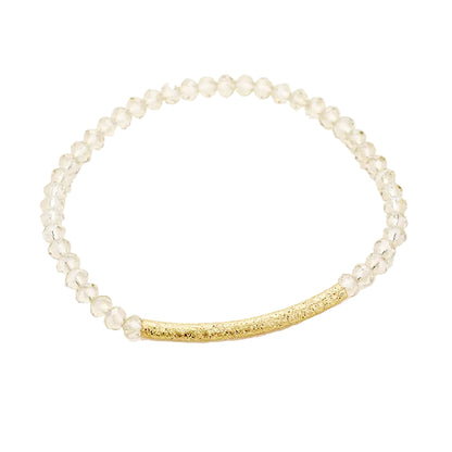 Faceted Bead Textured Metal Accented Stretch Bracelet (Assorted Colors)