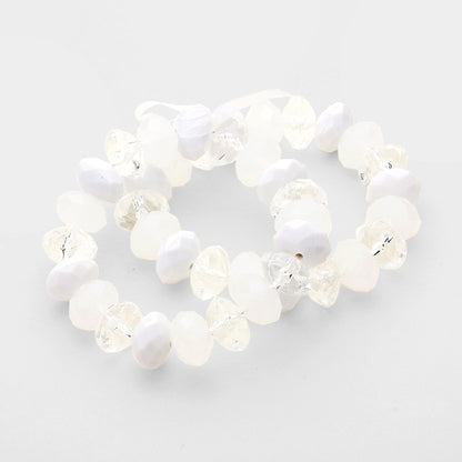 Faceted Lucite Beaded Ribbon Stretch Bracelet Set - White