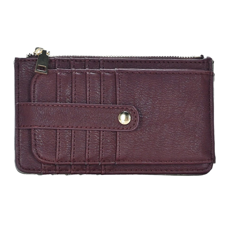 Wine Slim Multi Card Slot Faux Leather Wallet