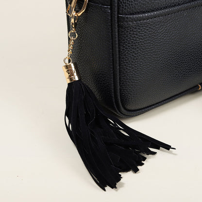 Faux Leather Crossbody Purse Bag (Navy Blue)
