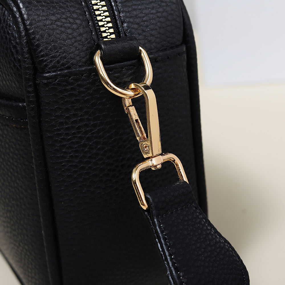Faux Leather Crossbody Purse Bag (Navy Blue)