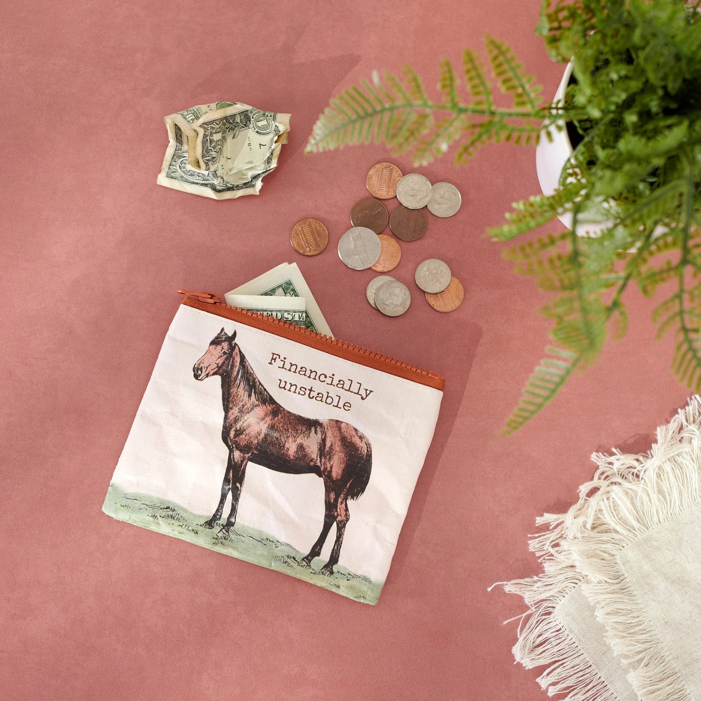 "Financially Unstable" Horse Zipper Wallet - Coin Purse