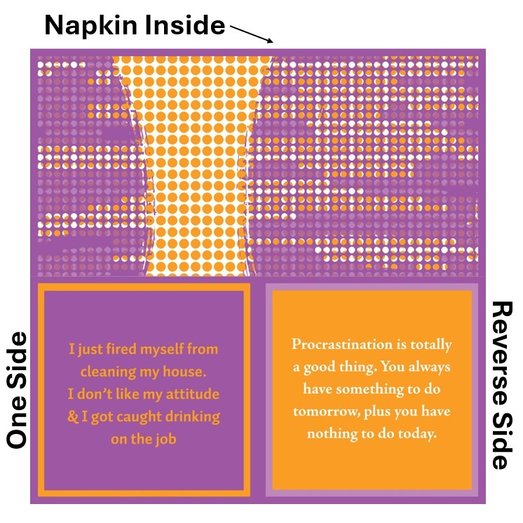 Humorous Double Sided Cocktail Napkins (Fired | Procrastination)