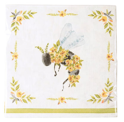 Floral Bee Paper Lunch Napkins – 20 Per Package