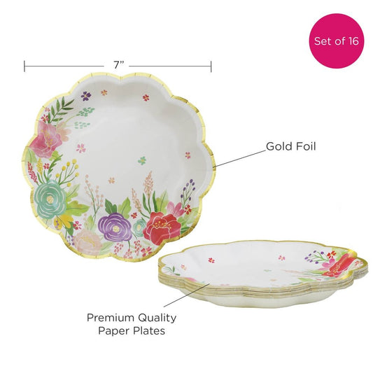 Garden Blooms Premium Paper Plates (Set of 16)