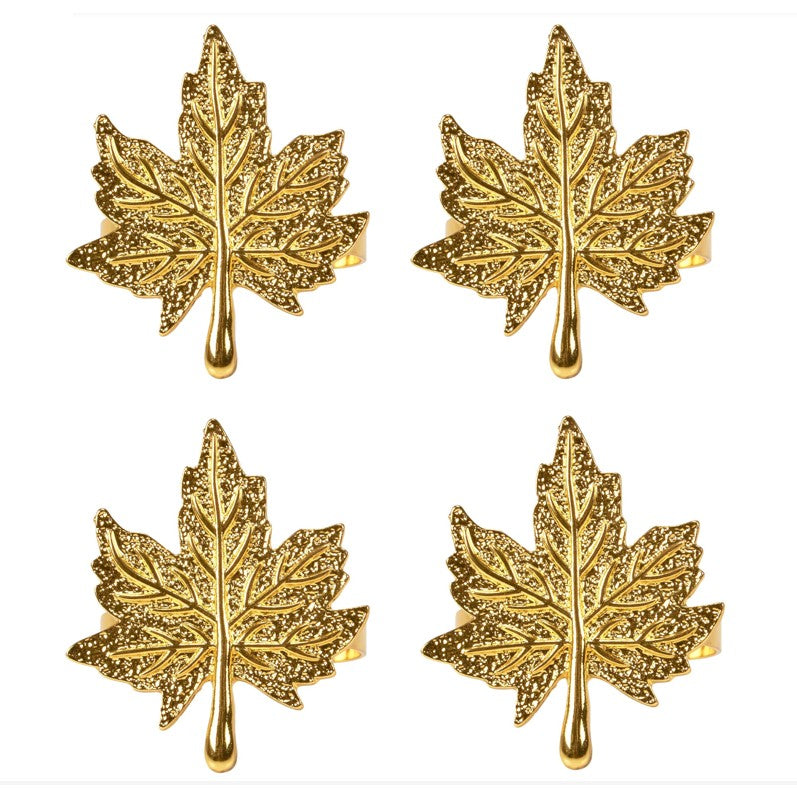 Gold Maple Leaf Napkin Rings (set of 4)