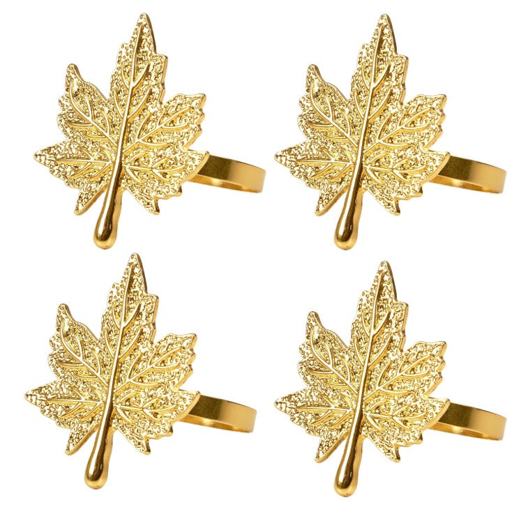 Gold Maple Leaf Napkin Rings (set of 4)