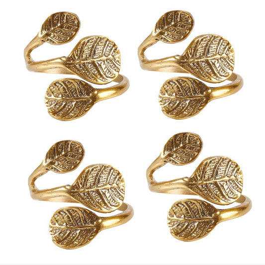 Gold Leaves Napkin Rings (set of 4)