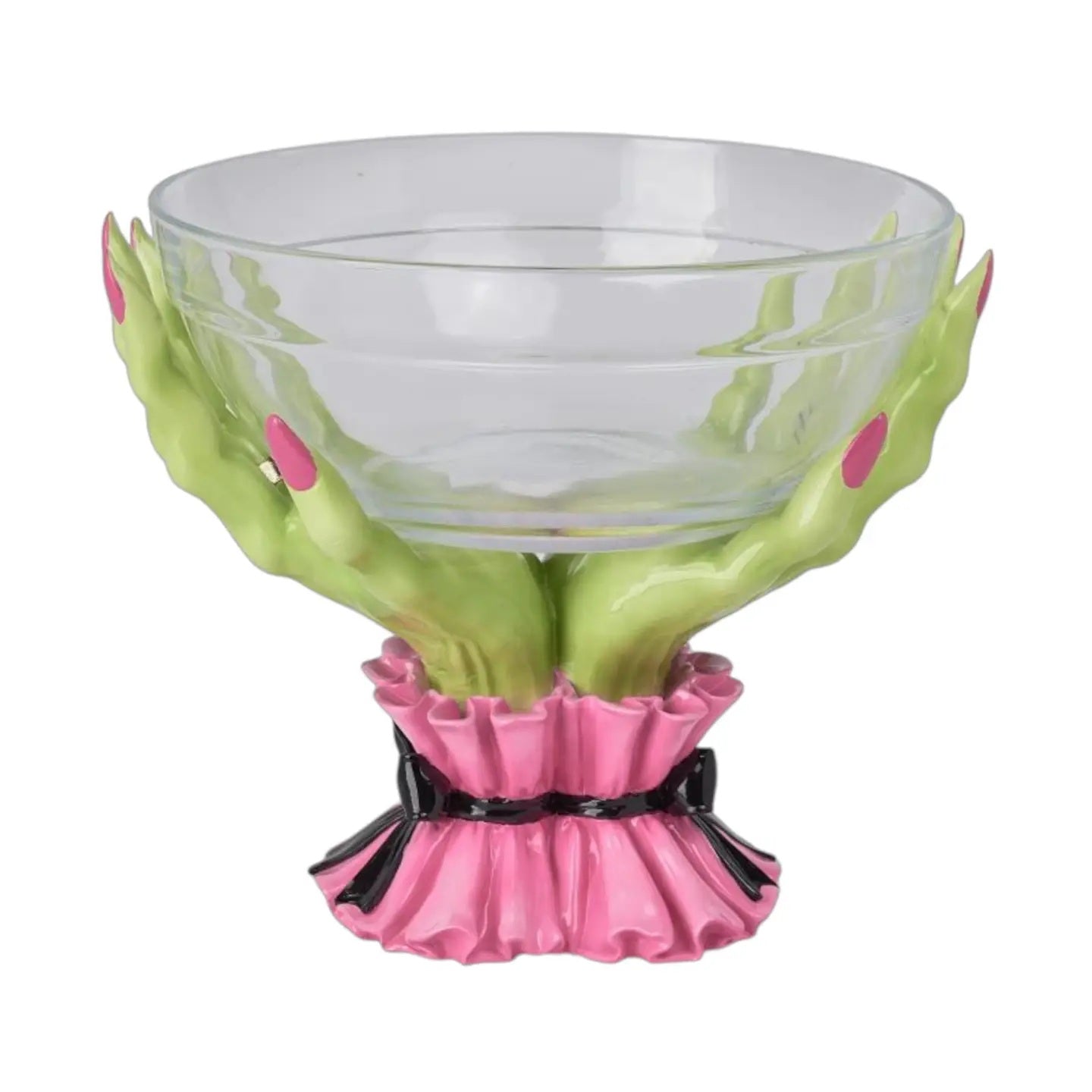 Green Witch Hand with hot pink nails Halloween Candy Bowl