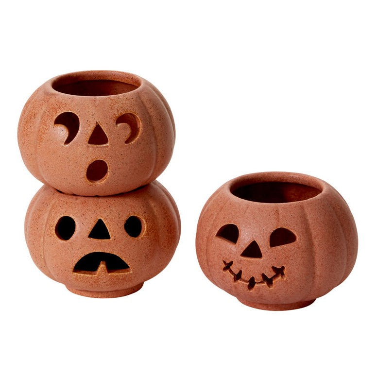 Grinning Jack O'Lantern Pumpkin Votives (Set of 3)