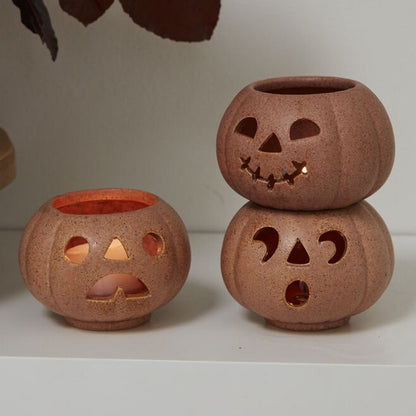 Grinning Jack O'Lantern Pumpkin Votives (Set of 3)