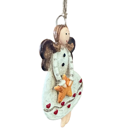 Handcrafted Upright Angel Christmas Tree Ornament with Star