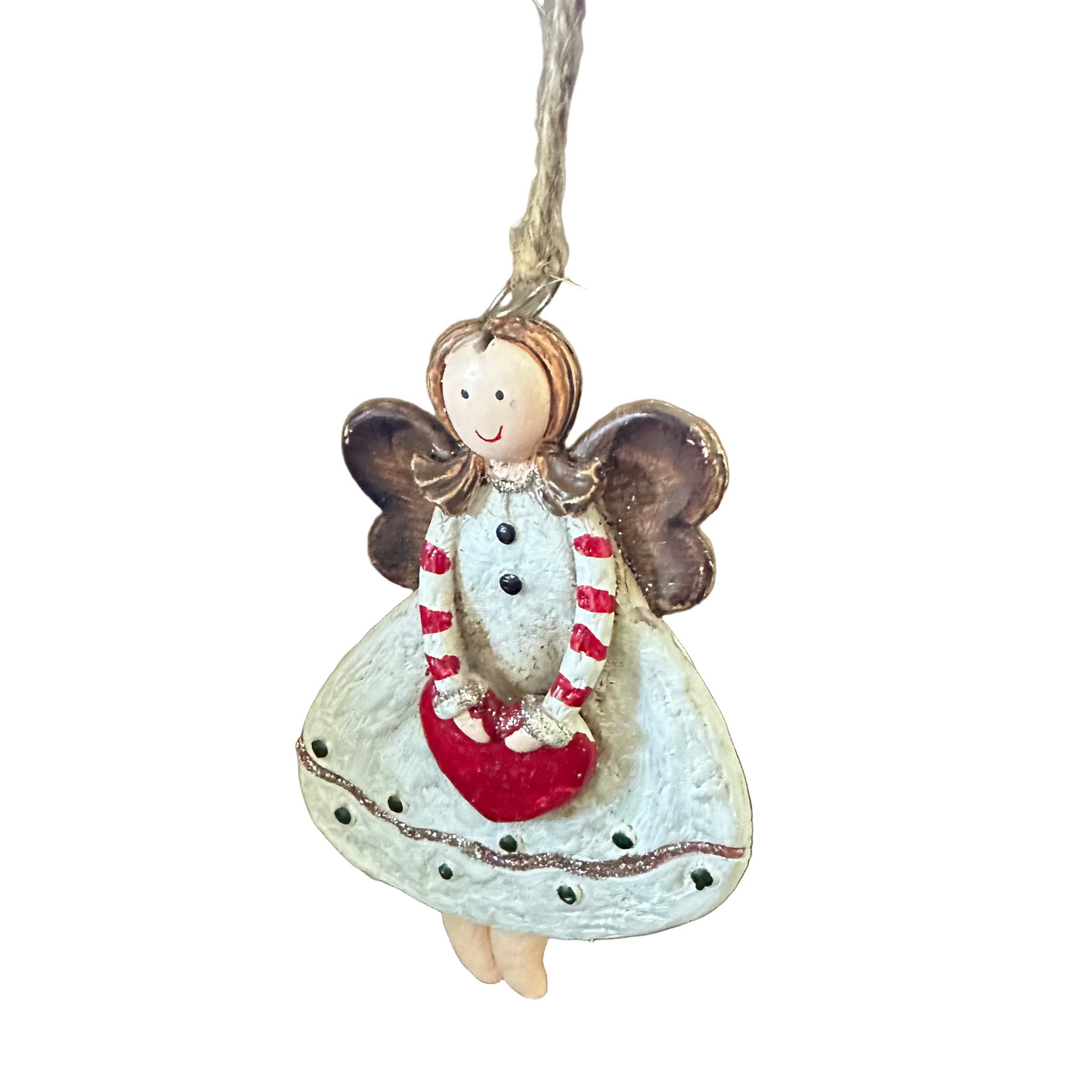 Handcrafted Angel Christmas Tree Ornament with a Heart