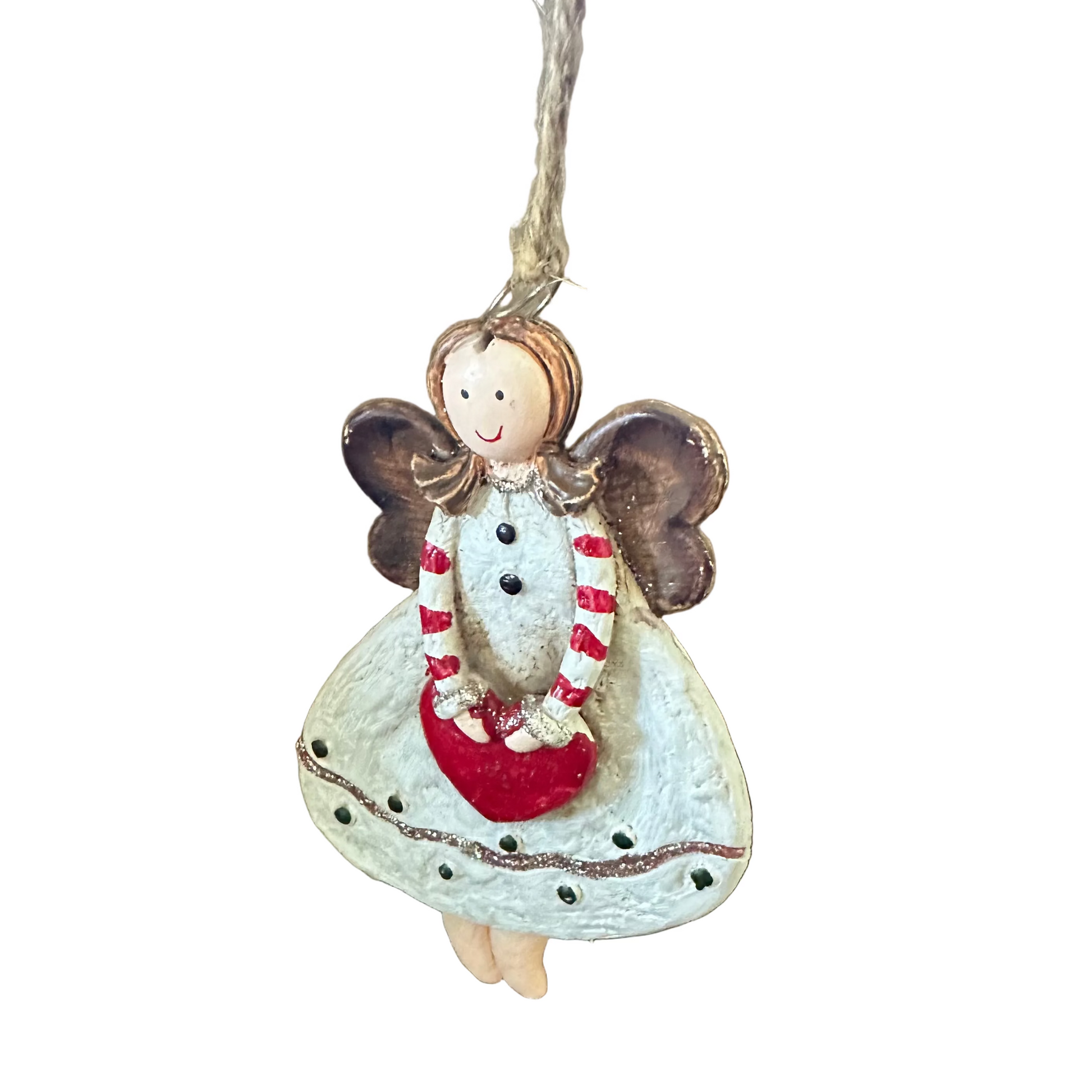 Handcrafted Angel Christmas Tree Ornament with a Heart