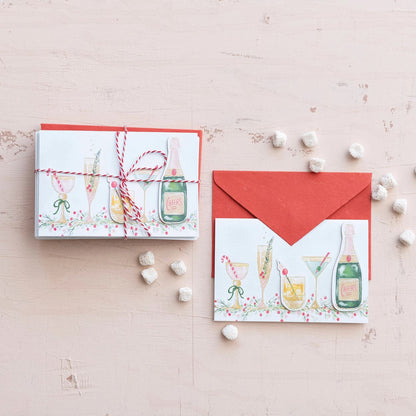 "Cheers" Cocktail Christmas Holiday Greeting Cards with Envelopes ©