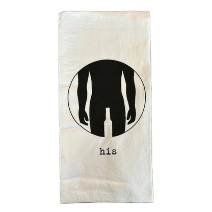 “His & Hers” Bar Towels – Cheeky Flour Sack Kitchen Towel (sold individually)