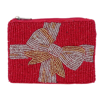 Holiday Gift Bow Coin Purse - Zippered Pouch