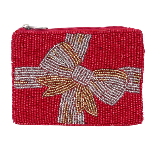 Holiday Gift Bow Coin Purse - Zippered Pouch