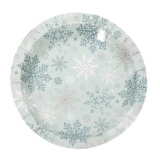 Icy Blue Winter Snowflake Small Paper Plates