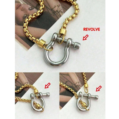 Metal Horseshoe Carabiner Lock Chunky Necklace (Gold & Silver)