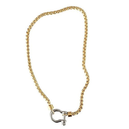 Metal Horseshoe Carabiner Lock Chunky Necklace (Gold & Silver)