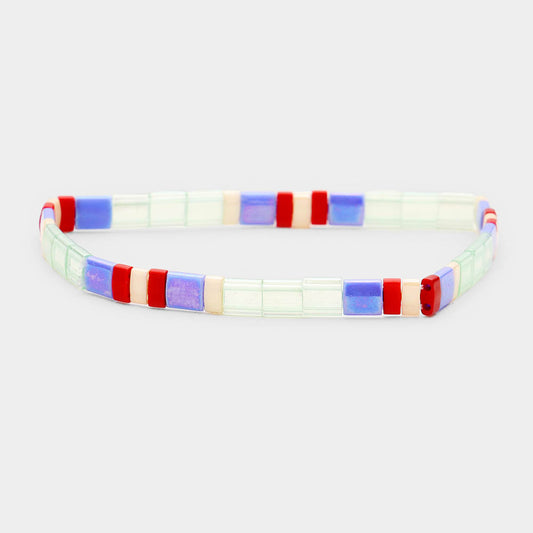Japanese Bead Square Stretch Bracelet