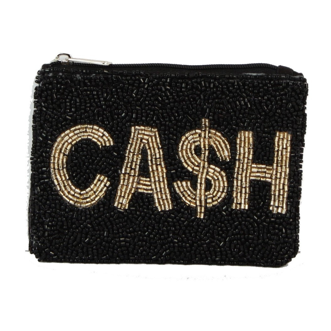 Ca$h (Cash) Seed Beaded Coin Purse