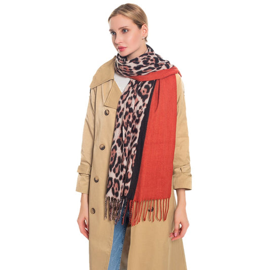 Leopard Patterned Oblong Scarf
