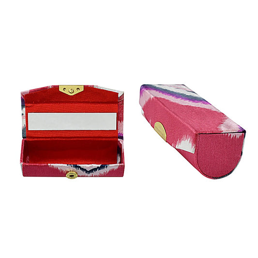 Abstract Flap Lipstick Case with Mirror (Assorted Colors) - B