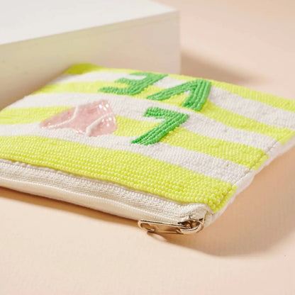 Love Tennis Beaded Coin Pouch Purse