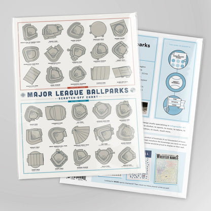 Major League Baseball Ballparks Scratch-Off Chart - 12" X 16" Poster Print