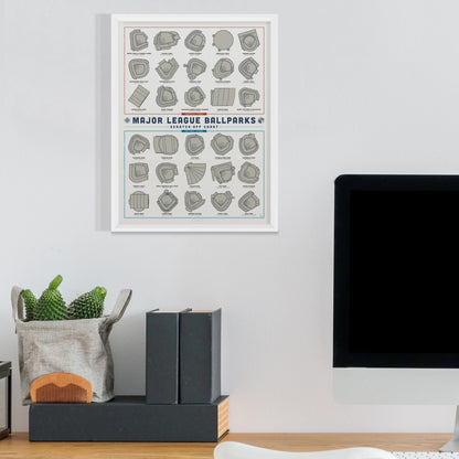 Major League Baseball Ballparks Scratch-Off Chart - 12" X 16" Poster Print