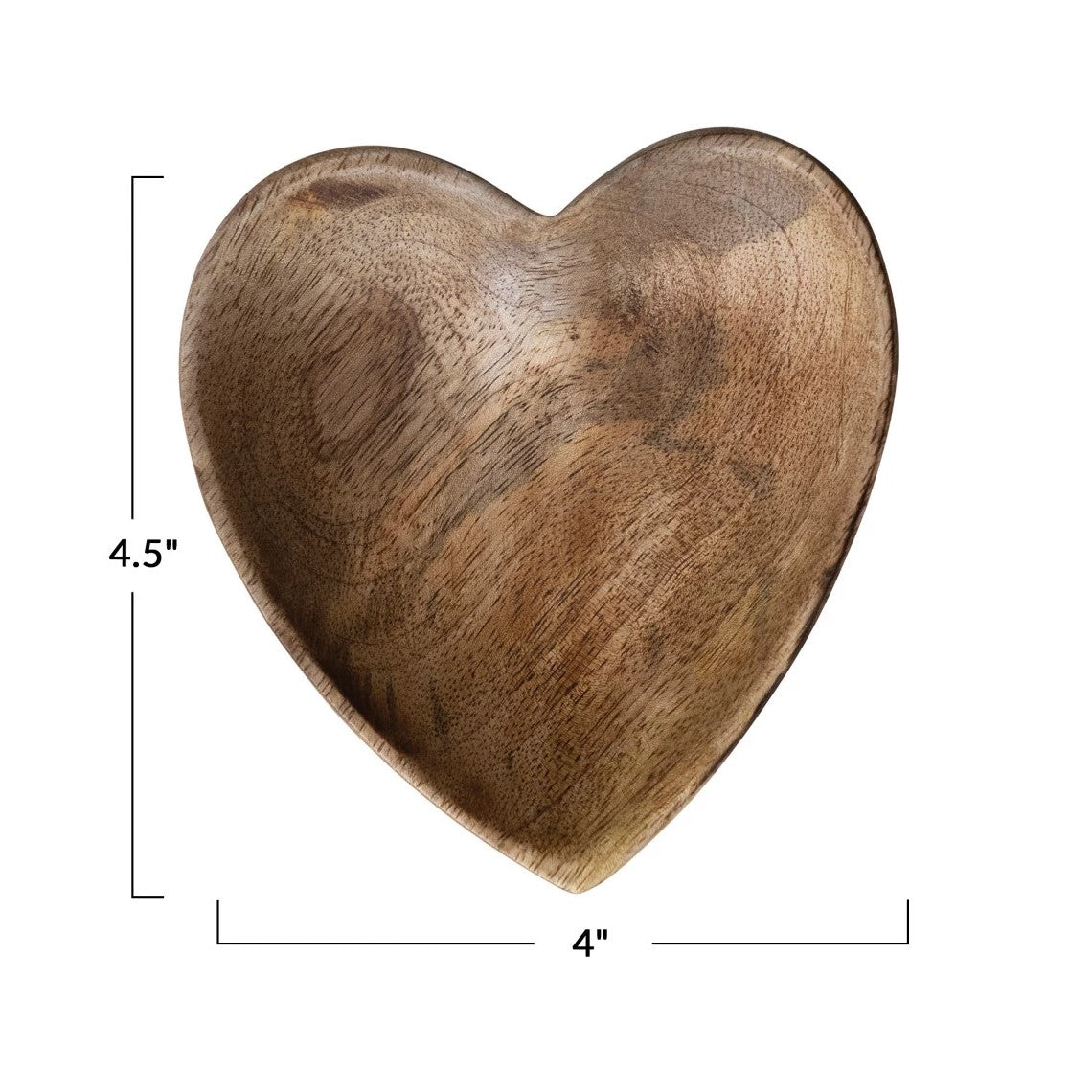 Natural Wood Heart Dish Bowl