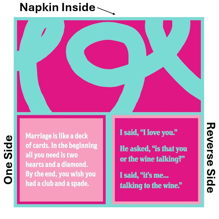 Humorous Double Sided Cocktail Napkins (Marriage Deck of Cards | Love Wine)