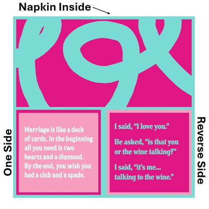 Humorous Double Sided Cocktail Napkins (Marriage Deck of Cards | Love Wine)