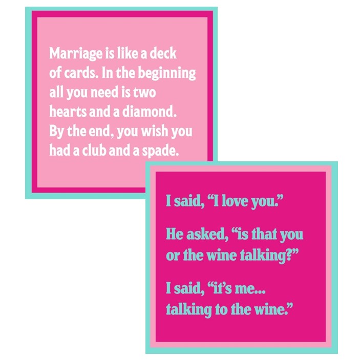 Humorous Double Sided Cocktail Napkins (Marriage Deck of Cards | Love Wine)