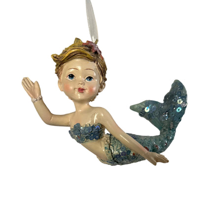 Mermaid Girl Christmas Tree Ornaments (Set of 4)