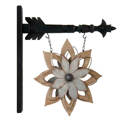 Metal and Brown Wood Flower Arrow Replacement Sign