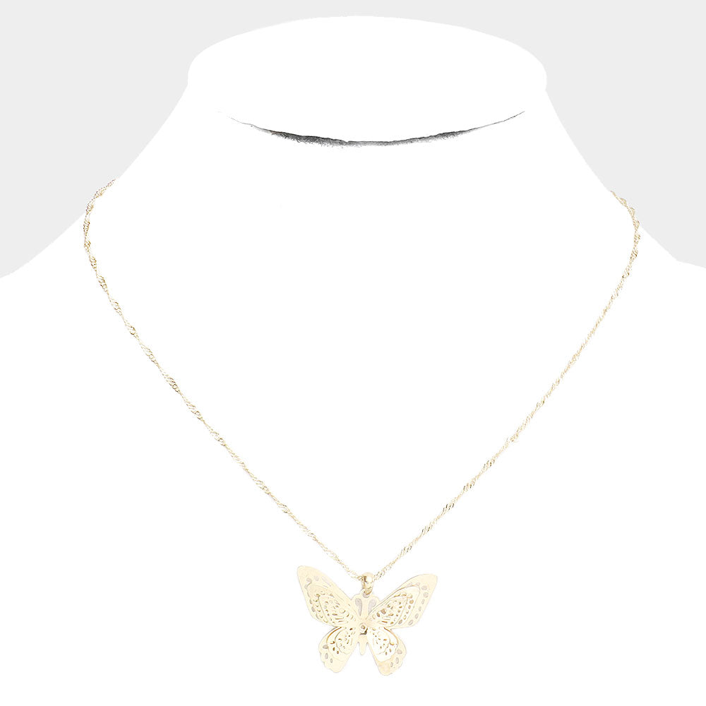Gold Butterfly Pendant Necklace