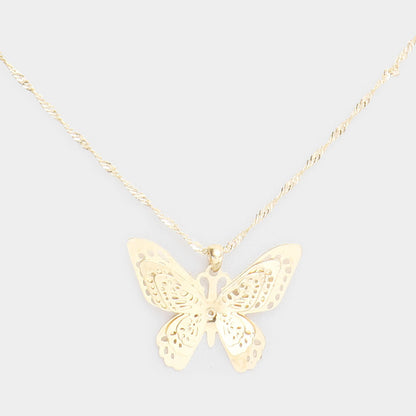 Gold Butterfly Pendant Necklace