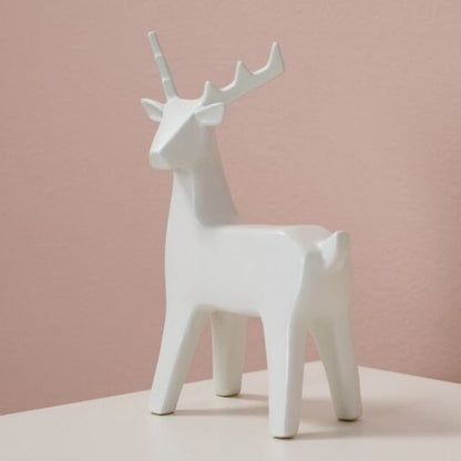 Minimalist White Reindeer Figurine