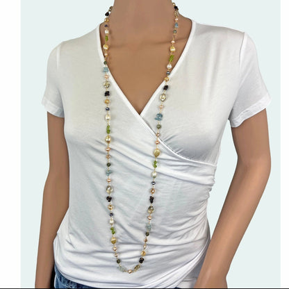 Multi-Gemstones Beaded-Wire Wrapped Necklace