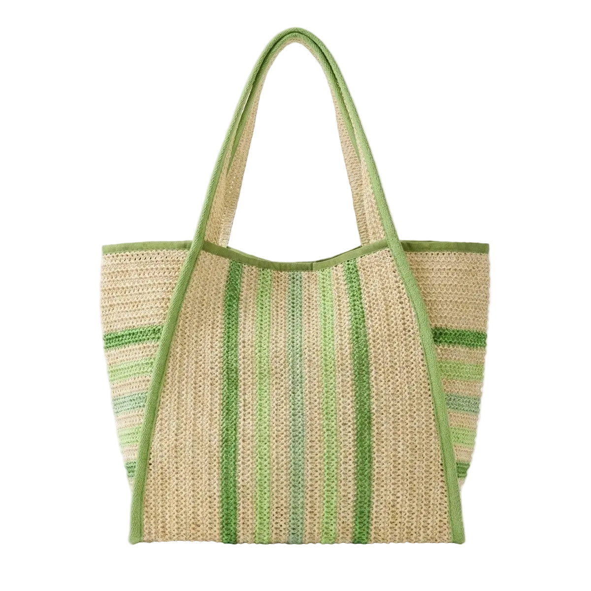 Oversized Striped Straw Beach Tote Bag