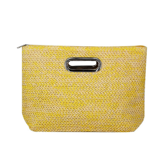Mustard Yellow Natural Straw Clutch Bag Purse