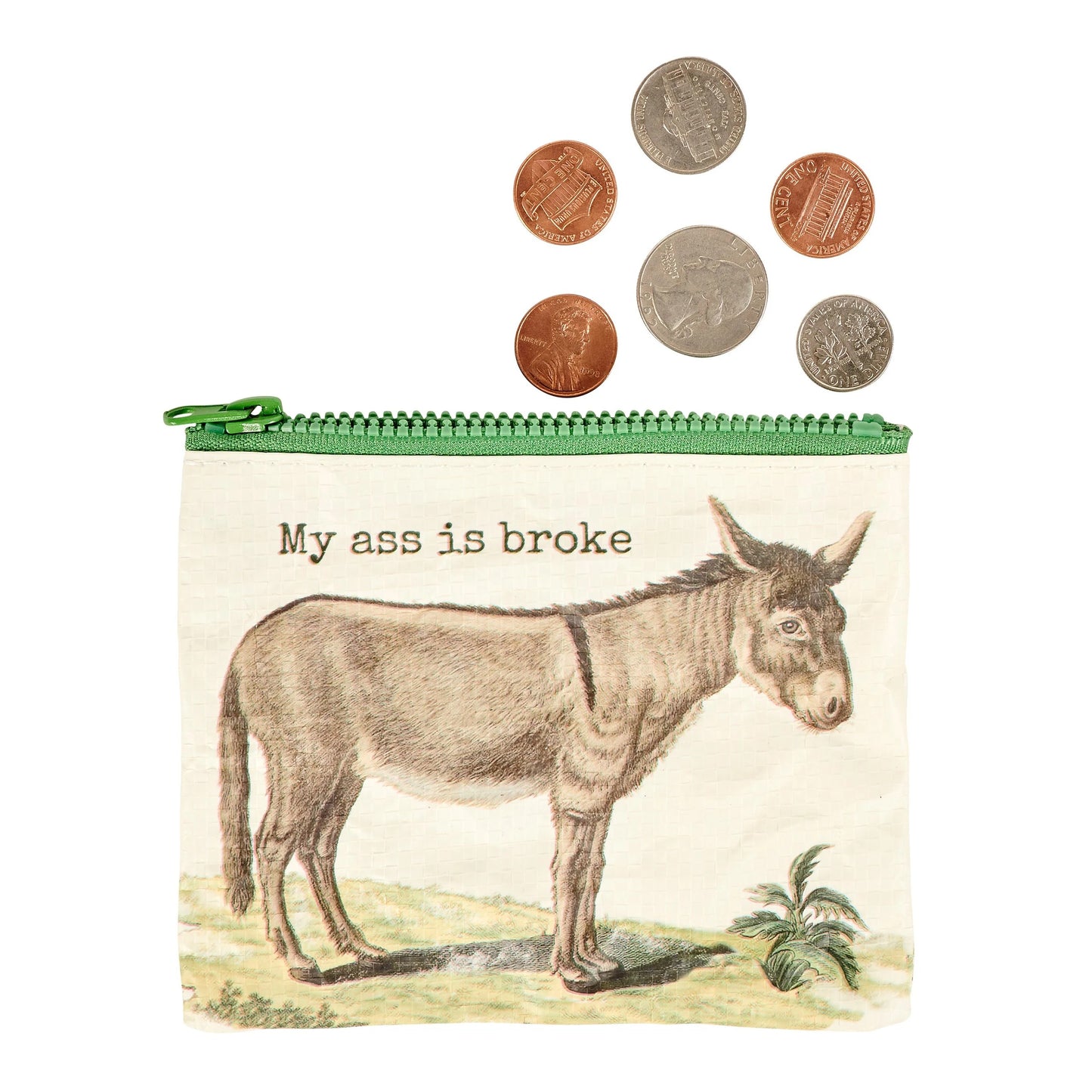 "My Ass is Broke" Donkey Zipper Wallet - Coin Purse