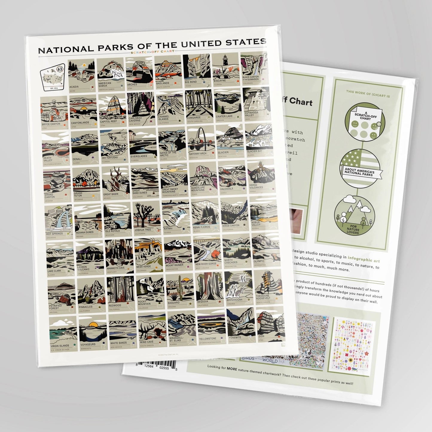 National Parks Scratch-Off Chart - 12" X 16" Poster Print