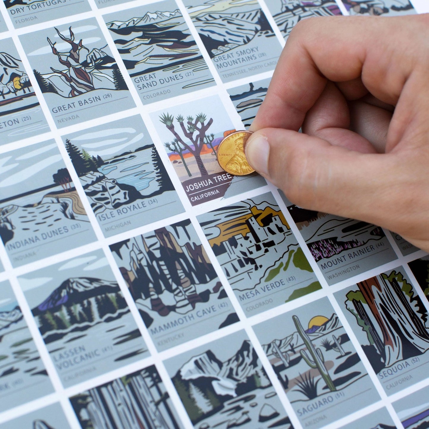 National Parks Scratch-Off Chart - 12" X 16" Poster Print