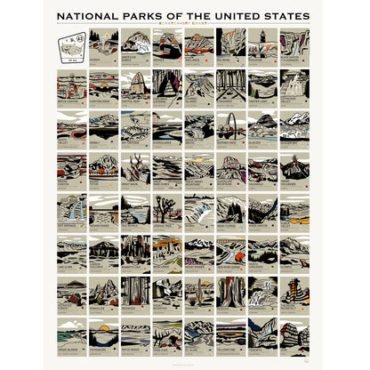 National Parks Scratch-Off Chart - 12" X 16" Poster Print