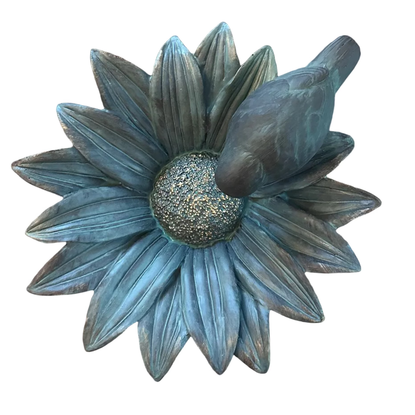 Patina & Gold Sunflower Bird Feeder Bowl