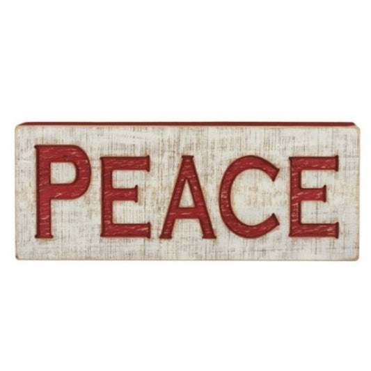 Christmas Jumbo Peace Carved Wooden Sign by Primitives by Kathy
